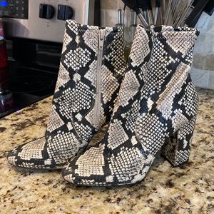 Snakeskin booties